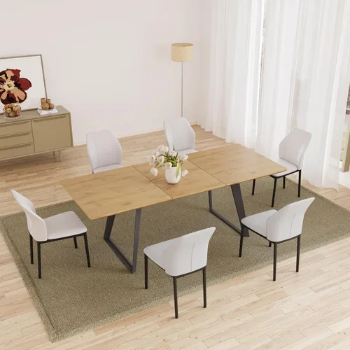 Vista 32 de ZckyCine Mesa de Comedor Moderna de Mediados de Siglo y Sillas para 4 Rectangular de Madera Expandible que Ahorra Espacio Multifuncional Marrón