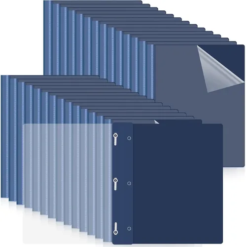 Vista 8 de Teling 150 fundas transparentes para informes frontales a granel con sujetadores de 3 puntas, carpetas de presentación de plástico para papel