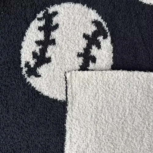 Vista 4 de Manta acogedora con patrón de béisbol perfecta reversible ligera ropa de cama para adultos, suave, cálida y de felpa manta deportiva de pelota ideal