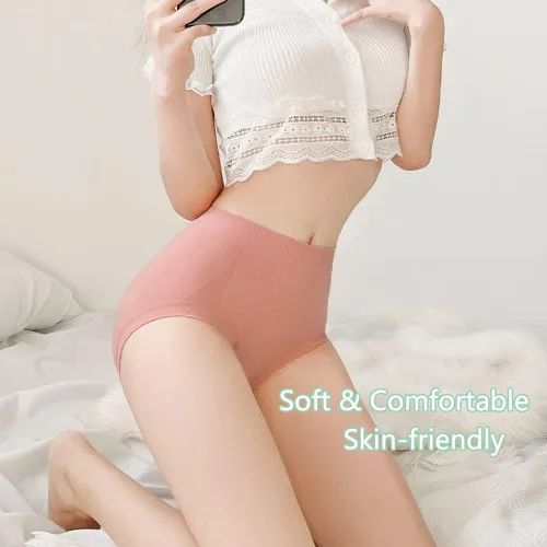 Vista 3 de Paquete de 6 bragas abdominales de cintura alta para mujer, transpirables, sexys