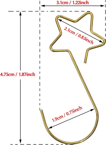 Vista 5 de Tupalizy 80 ganchos de adorno en forma de estrella para colgar decoraciones de árbol de Navidad, ganchos de acero inoxidable S para manualidades