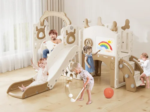 Vista 11 de XJD - Juego de tobogán y columpio 13 en 1 para niños pequeños, tobogán para niños de 1 año en adelante, juego de exterior para niños pequeños