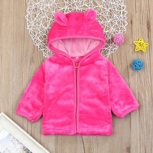 Vista 2 de Noubeau Gorro de forro polar con capucha y cremallera para bebés, niños y niñas, abrigo cálido para otoño e invierno