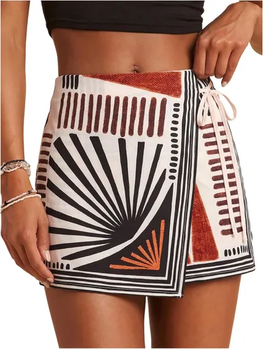 Vista 22 de SweatyRocks Mini faldas bohemias para mujer, pantalones cortos florales con Negro