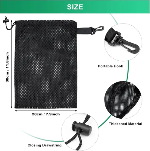 Vista 10 de 10 bolsas de malla con clips, bolsas de almacenamiento de nailon portátiles para juguetes, almacenamiento deportivo, actividades al aire libre, etc.