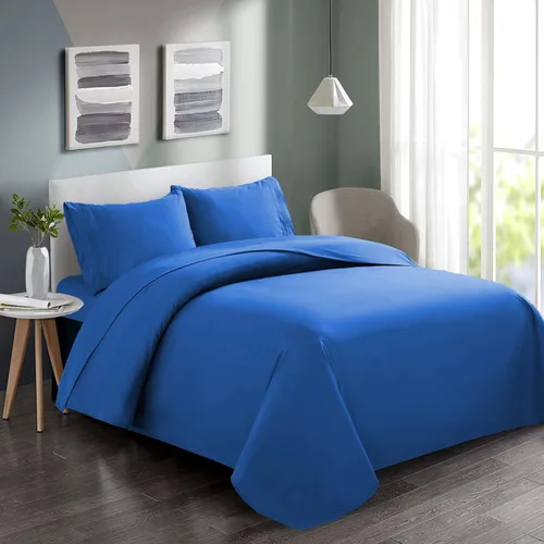 Vista 11 de Marina Decoration Juego de sábanas de 4 piezas con 2 fundas de almohada bordadas, de rayón sólido de bambú para todas las estaciones, con 2 fundas