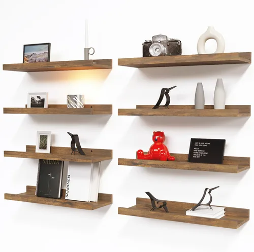 Vista 12 de RICHER HOUSE Juego de 3 estantes flotantes para pared, estantes negros de 16 pulgadas para montar en la pared con borde para almacenamiento, estante