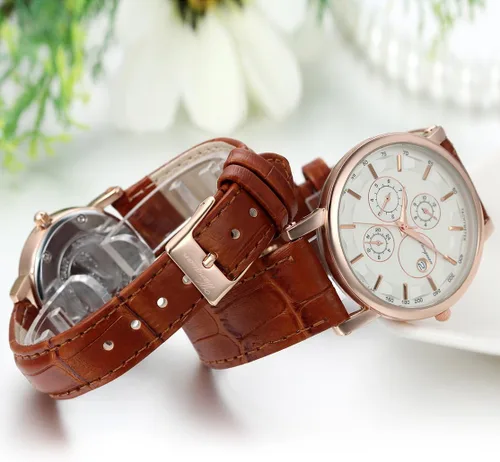 Vista 4 de JewelryWe Men Women Quartz Calendar Watch His and Her Couple Matching Wrist Watch Set, for Valentines Day