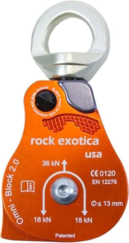 Vista 10 de Rock Exotica Omni-Block Swivel Pulley – High-Strength Swivel Pulley with Sideplate Access for Rigging – Made in The USA