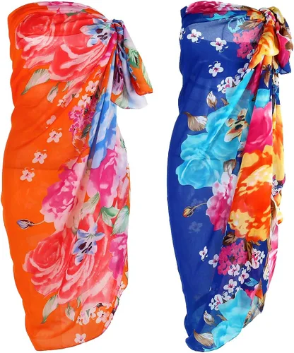 Vista 2 de Ayliss Traje de baño para mujer, de gasa, estampado, pareo para playa, pareo