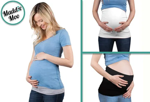 Vista 2 de Maddie Moo Banda para el vientre - Extensores de camisa de maternidad y posparto, paquete de 3