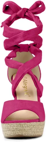 Vista 3 de Allegra K Alpargatas con cordones para mujer con plataforma y plataforma