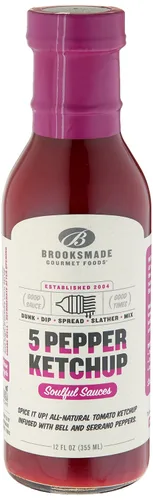 Vista 7 de Brooksmade Gourmet Foods Soulful Sauces, salsa de tomate de 5 pimientas, sin gluten, sin jarabe de maíz alto en fructosa, ketchup picante totalmente