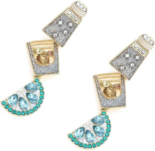 Vista 4 de Caiyao Aretes de tequila para mujer camareros fiestas de verano y mucho más Aretes de margarita súper bonitos con joyas a mano para verano fiestas