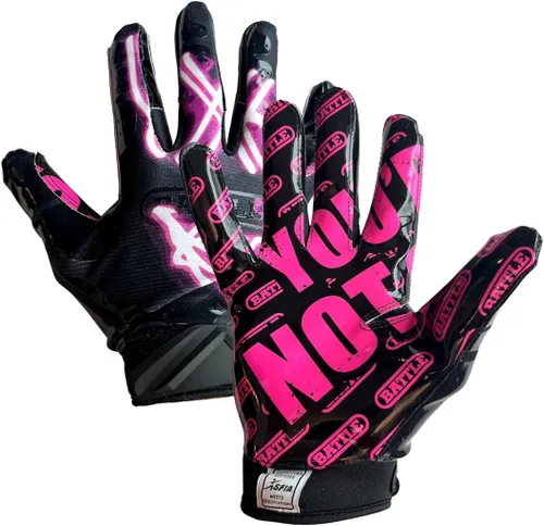 Vista 10 de Battle Sports - Guantes de fútbol americano para receptor abierto con dorso de mano, ultraadherentes y con agarre, antideslizantes, para adultos