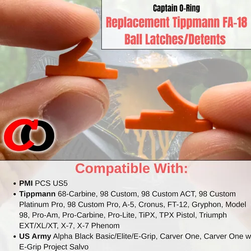 Vista 3 de Captain O-Ring – Pestillo de retención de bola de repuesto para Tippmann 98, A5, X7 FA-18 Ball Keeper (cantidad seleccionada)
