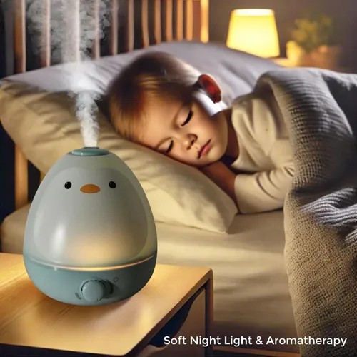 Vista 2 de Earnest Living Humidificador de niebla fría 3 en 1 para bebé con difusor de aceite esencial + luz nocturna, humidificador sin bisfenol A sin