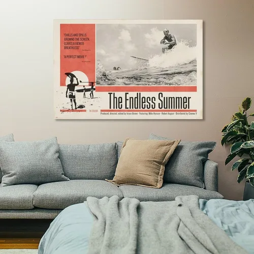 Vista 7 de Póster de película retro de verano sin fin, pósteres e impresiones artísticas de pared para sala de estar, dormitorio, decoración de 12 x 18
