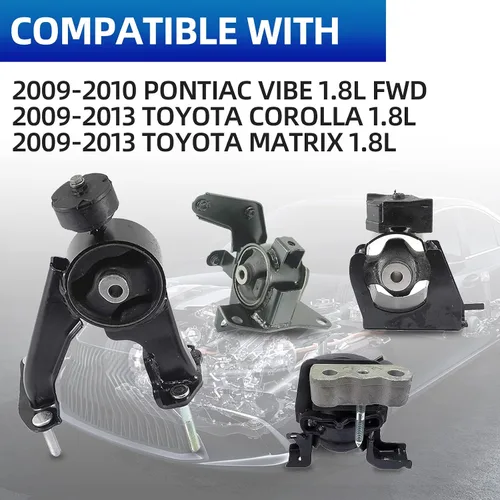 Vista 2 de Juego de montaje de motor de 4 piezas compatible con Corolla 1.8L 2009-2013