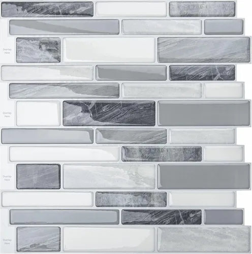 Vista 13 de LONGKING Loseta en muro adhesiva para cocina con diseño de mármol (10 azulejos)