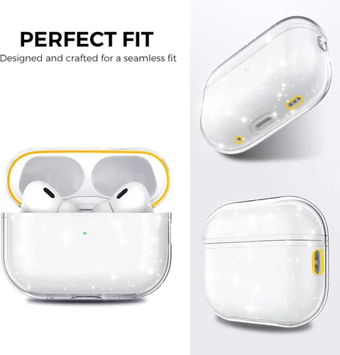 Vista 3 de AHASTYLE Funda transparente para Airpods Pro 2 TPU [LED frontal visible] [con cuerda de mano] compatible con AirPods Pro 2 2022