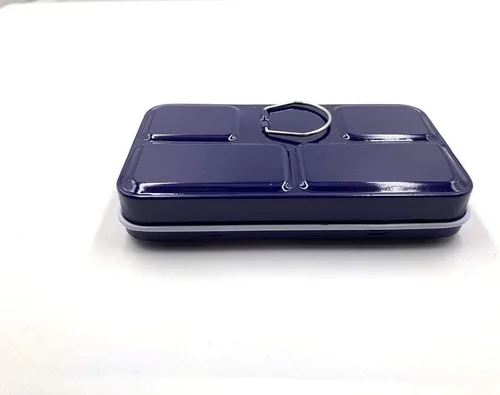 Vista 2 de Aliotech Travel Artist - Caja vacía de acuarela, caja de pintura, lata pequeña colorida con 12 medias bandejas (azul oscuro)