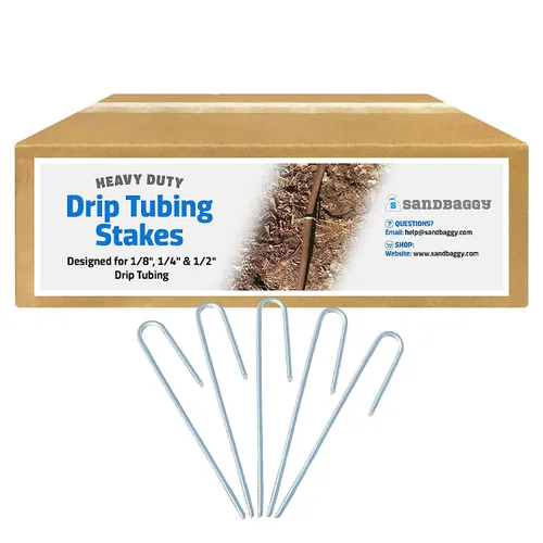 Vista 10 de Sandbaggy Estacas para tubos de goteo, grapas de paisaje, 5 pulgadas de longitud, anclajes de goteo, pasadores de paisaje, clavos de césped, estacas
