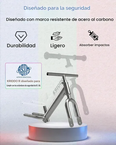 Vista 4 de KRIDDO Bicicleta de equilibrio para niños de 2 años con tableta de Led blanco