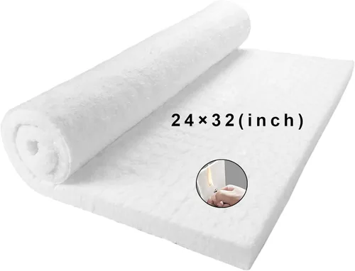 Vista 8 de Manta deflectora de fibra cerámica de 24" x 12" x 1" (gruesa) aislante ignífuga clasificada hasta 2400°F, resistencia a altas temperaturas