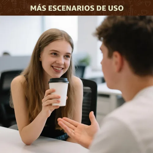 Vista 6 de YEEHAW - Tazas de café desechables de 16 onzas con tapas, paquete de 100 unidades Blanco