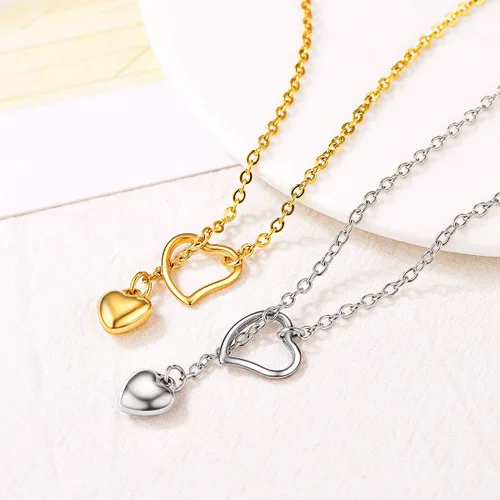 Vista 4 de FOCALOOK Lariat Y-Necklaces Long Necklaces for Women Long Black Necklaces Gold Necklaces for Women Drop Heart Necklaces for Women Front