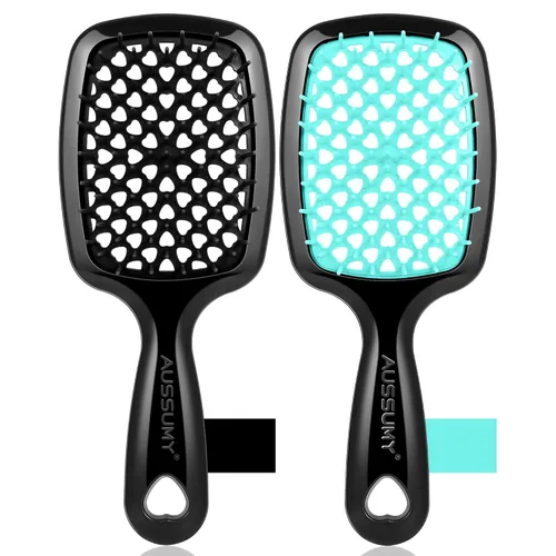 Vista 25 de Cepillo desenredante ventilado para el cabello, paquete de 2 cepillos desenredantes con cerdas suaves para que no se enreden sin esfuerzo, ideal