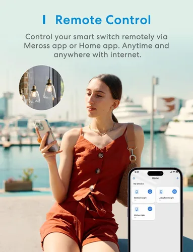 Vista 7 de meross Interruptor de luz inteligente compatible con Apple HomeKit, Siri, Alexa, Google Assistant y SmartThings, interruptor de luz Wi-Fi de 2.4