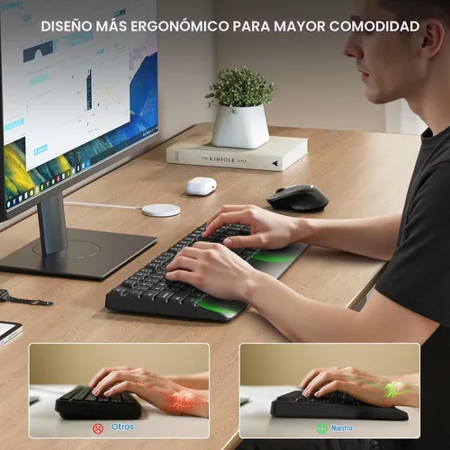 Vista 2 de PHILIPS SPT6348 Combo de teclado y mouse inalámbricos, ergonómico de 2.4 GHz 2.4GHz plug-and-play ergonomic keyboard and mouse with sleep mode for