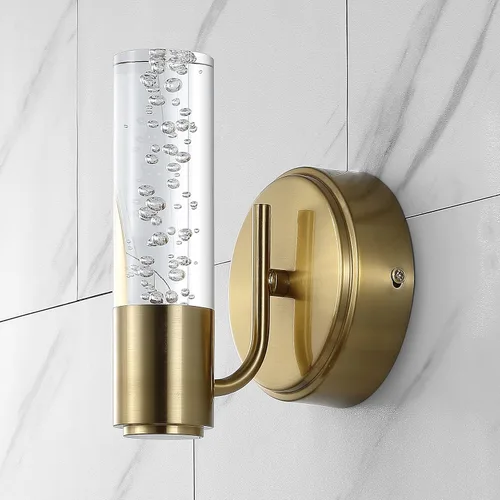 Vista 7 de JONATHAN Y Lámpara LED moderna integrada de latón de 5.5 pulgadas para baño, pantalla acrílica de burbujas transparentes, luz Art Deco minimalista
