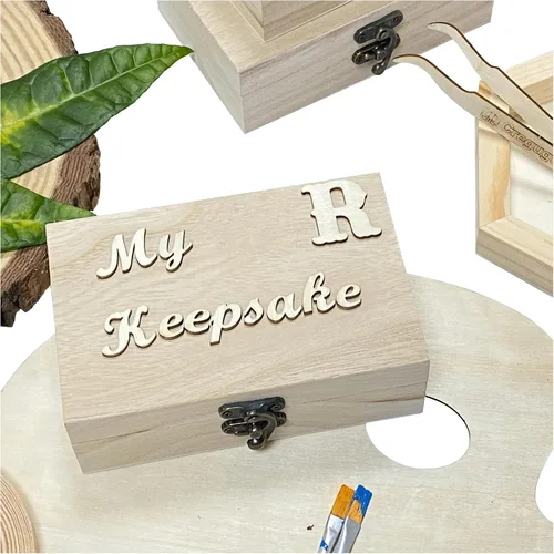 Vista 7 de Paquete de 24 cajas pequeñas de madera para manualidades, caja de madera sin terminar de 6 x 4 x 2 pulgadas, caja de recuerdo para almacenamiento