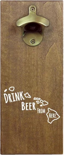 Vista 8 de Torched Drink Beer From Here - Abridor magnético de botellas de cerveza con receptor de tapa (Alabama) Abrebotellas montado en la pared imán