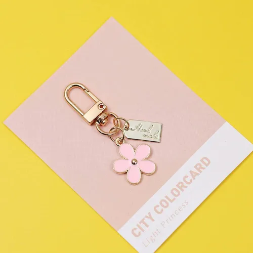 Vista 7 de 4 llaveros de flores lindo bolso llavero personalizado llavero dorado para mujeres niñas coche regalo creativo