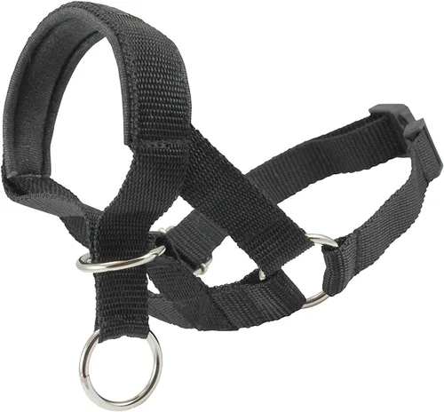 Vista 4 de Collar con bozal para perro, color azul , negro