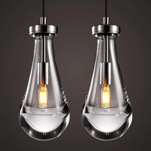 Vista 13 de Luces Colgantes Modernas de Gota de Lluvia, Luces Colgantes para Isla de Cocina, Lámpara de Comedor con Barra de Latón, Candelabro de Gota de Lluvia