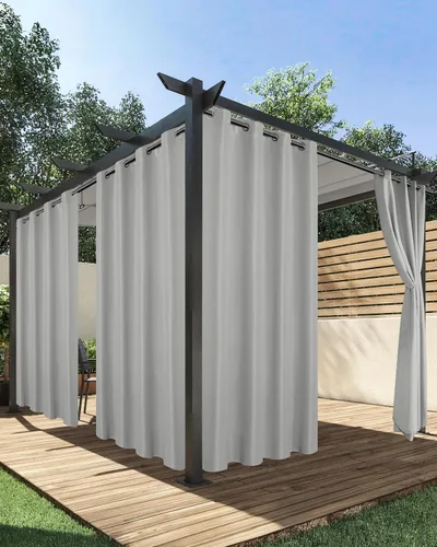 Vista 8 de HolidayIdeas Cortinas impermeables para patio, 4 paneles, 54 x 84 pulgadas, protección de privacidad y filtrado de luz, cortinas exteriores con Negro
