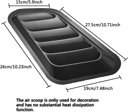 Vista 3 de Cubierta decorativa de entrada de flujo de aire para automóvil, kit de cuerpo universal para capó, paquete de 2 accesorios de ventilación para Negro