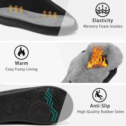 Vista 2 de Pantuflas para hombre y mujer, con forro de piel cálida, espuma viscoelástica, para invierno, para casa