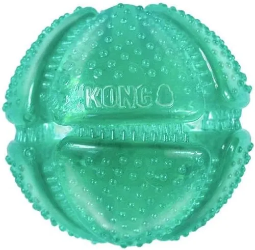Vista 6 de KONG Squeezz Dental Ball - Juguete para perros para limpiar los dientes, juguete flexible para masticadores suaves y suaves, para perros medianos