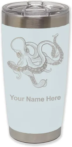 Vista 11 de LaserGram Vaso aislado al vacío de 20 onzas, Kraken, grabado personalizado incluido (negro)