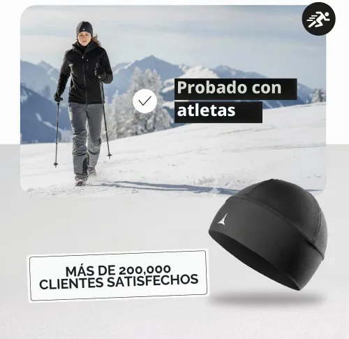 Vista 6 de Gorro Skull Cap con Forro para Casco Running Beanie - Máxima Retención Térmica y Rendimiento de Evacuación de Humedad. Se Ajusta Debajo