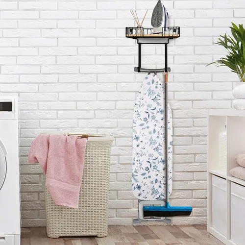 Vista 4 de TJ.MOREE Soporte para tabla de planchar de metal para colgar en la pared, para plancha y tabla de planchar, decoración de cuarto de servicio