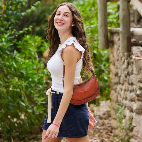 Vista 2 de HESHE Bolsos cruzados para mujer, bolsos de cuero de diseñador, bolso de hombro vintage, bolso Hobo Crescent