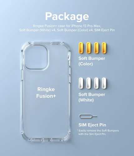 Vista 8 de Ringke Fusion Plus con parachoques suave de bricolaje compatible con iPhone 13 Pro Max, transparente, a prueba de golpes, flexible, de silicona TPU