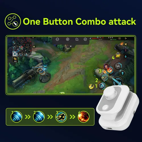 Vista 6 de Zopsc Mobile Game Controller Joystick, Mobile Phone Game Joystick for Android for IOS for Hongmeng OS 9.0+, 4 Modes 110mAh (White)
